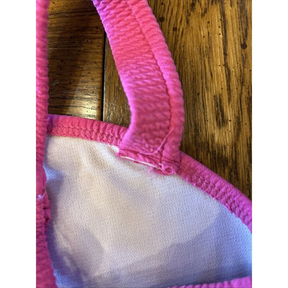 Betsey Johnson Pink Swimsuit Girls Size 10 Textured Crocheted Flowers UPF +50